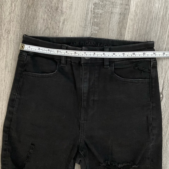 AE Curvy Hi-Rise High-Waisted Black Jegging, Ripped Skinny Fit - Picture 4 of 10